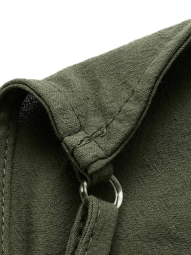 zolucky Pockets Linen Casual Loose Solid Plus Size Jumpsuits zolucky